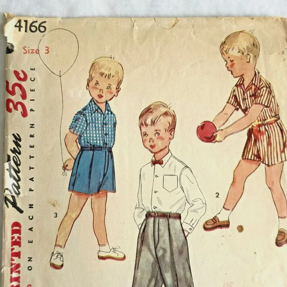 Vtg Simplicity Sewing Pattern 4166 Shirt Shorts Trouser Pants Slacks Boys Sz 3
